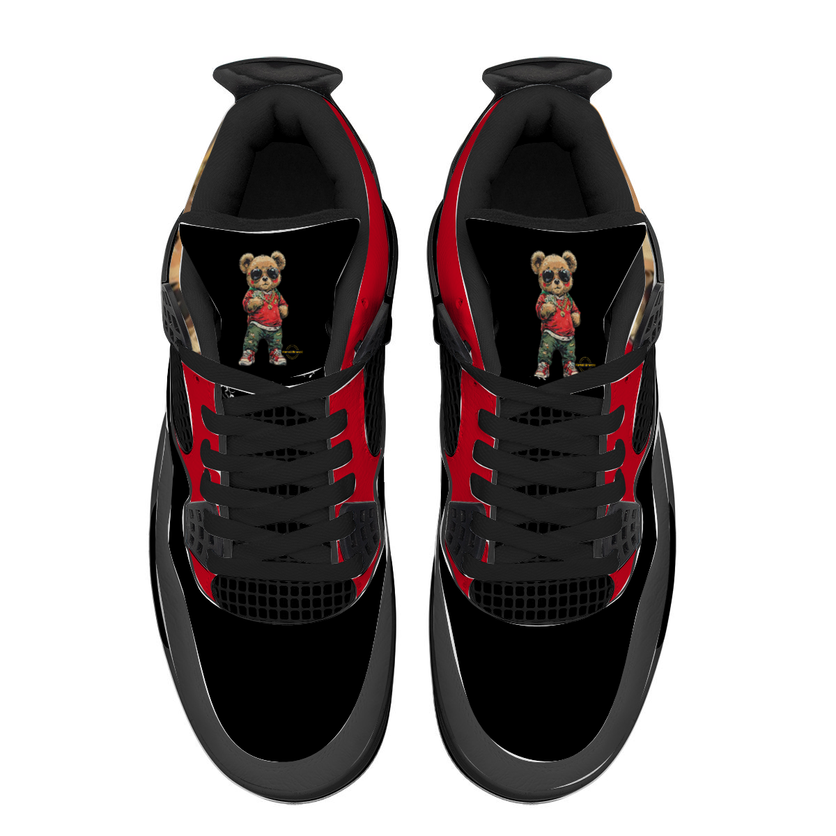 Kamali Brand© USA "Kool Teddy" Collection Air Tribute (Black) Custom Sneakers