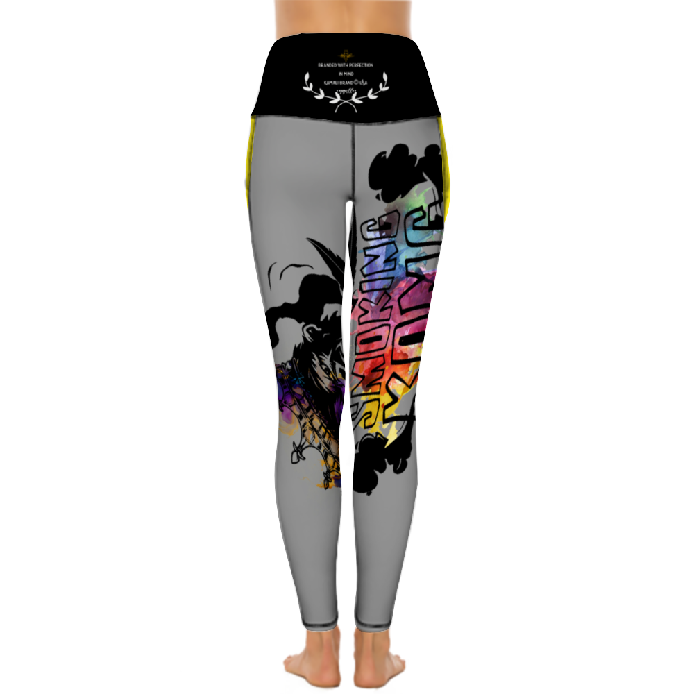 Kamali Brand© USA "Smoking Kong" Collection Custom Women's All Over Printed High Waist Yoga Skinny Pants