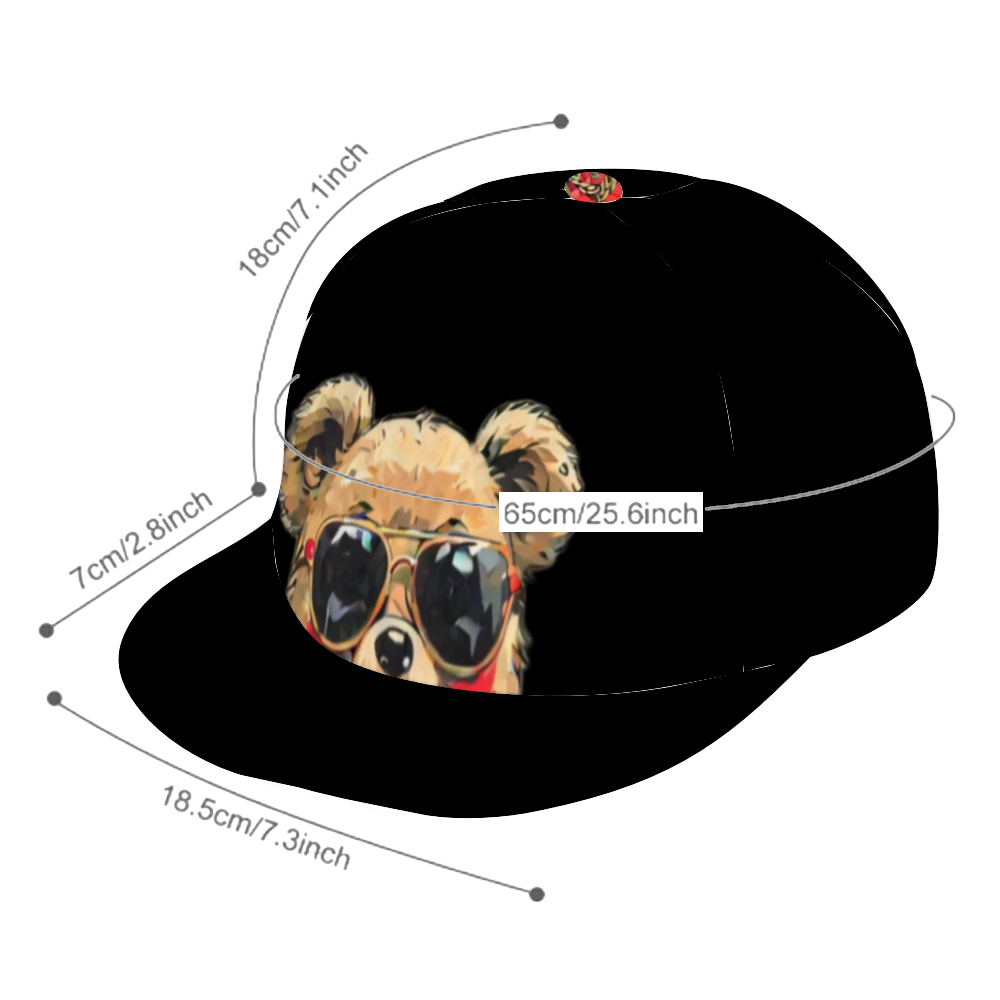 Kamali Brand© USA "Kool Teddy" Collection Custom All Over Print Unisex Adjustable Trucker Hat