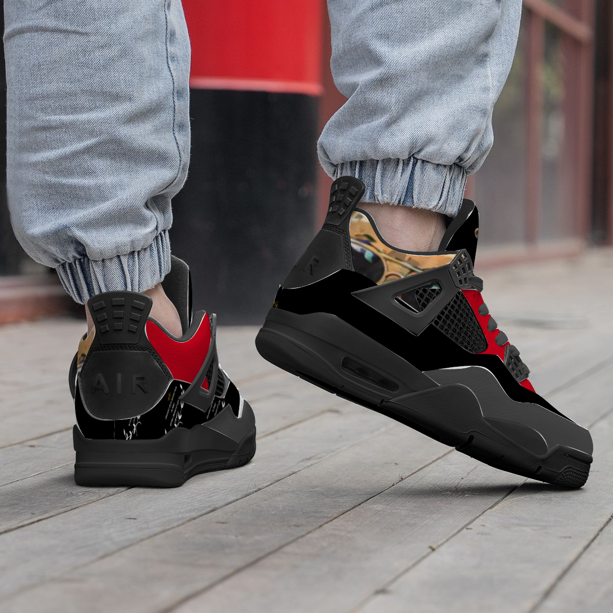 Kamali Brand© USA "Kool Teddy" Collection Air Tribute (Black) Custom Sneakers