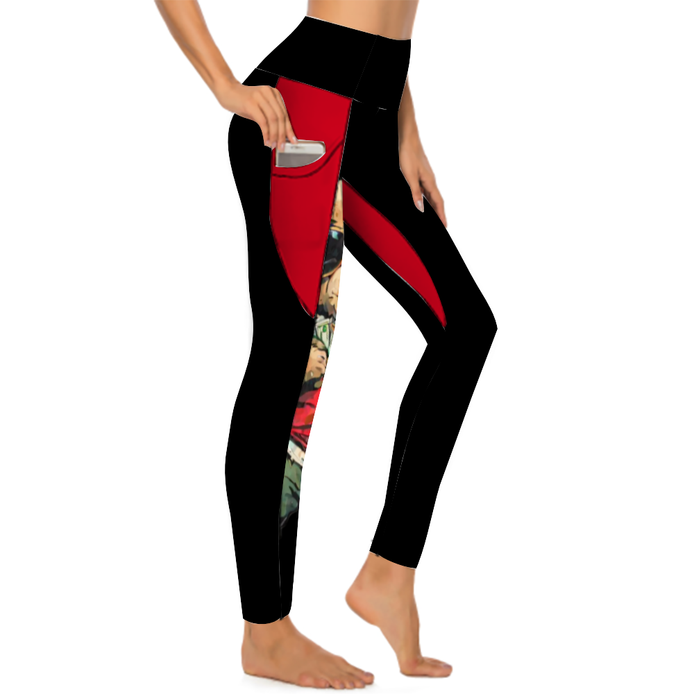 Kamali Brand © USA Custom "Kool Teddy" Collection Women's All Over Printed High Waist Yoga Skinny Pants