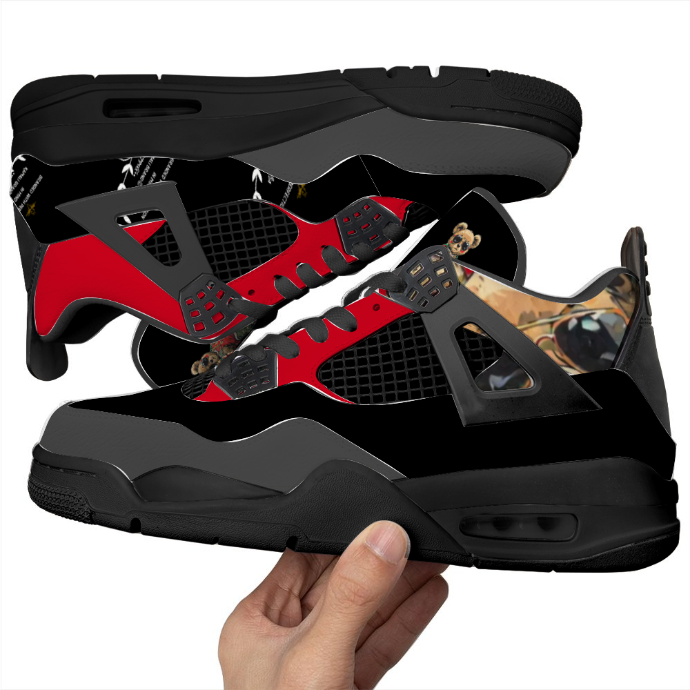 Kamali Brand© USA "Kool Teddy" Collection Air Tribute (Black) Custom Sneakers