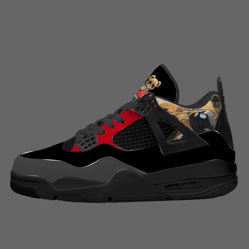 Kamali Brand© USA "Kool Teddy" Collection Air Tribute (Black) Custom Sneakers