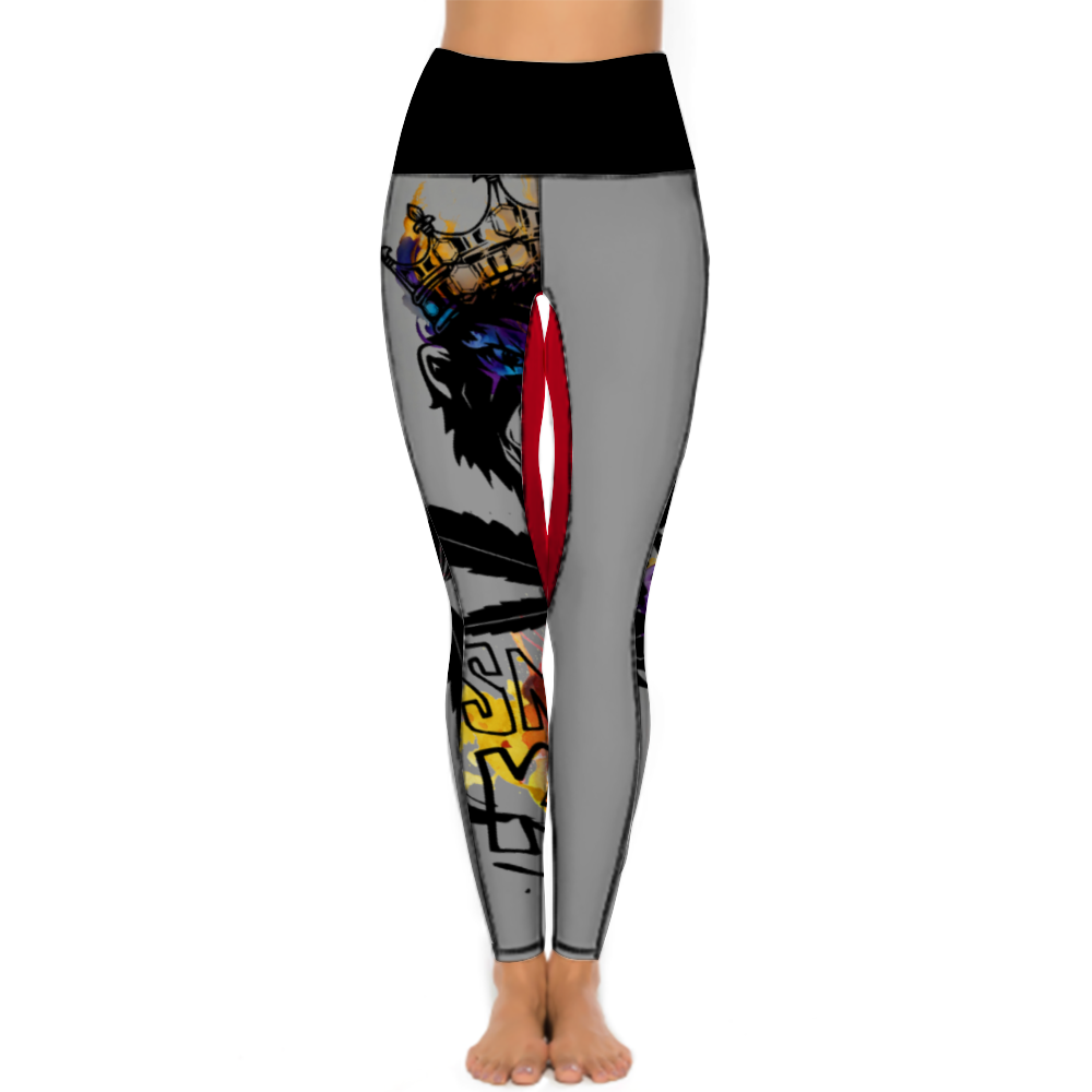 Kamali Brand© USA "Smoking Kong" Collection Custom Women's All Over Printed High Waist Yoga Skinny Pants
