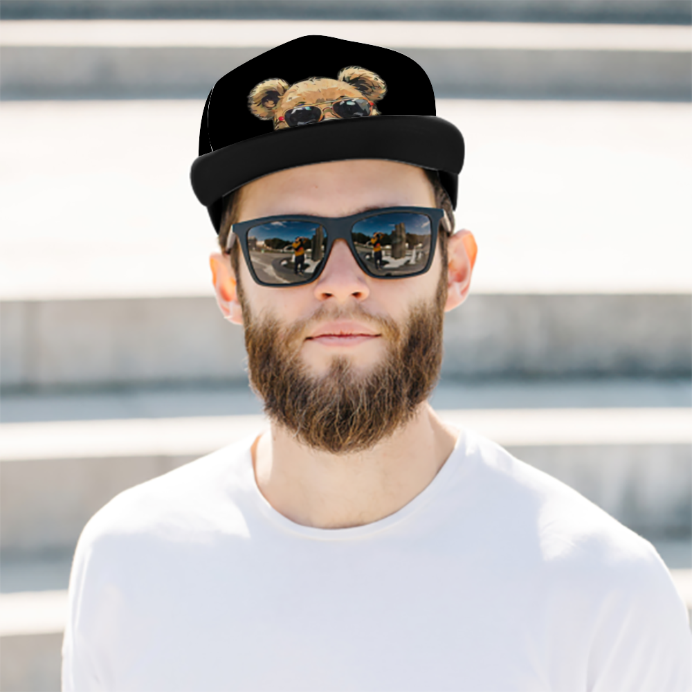 Kamali Brand© USA "Kool Teddy" Collection Custom All Over Print Unisex Adjustable Trucker Hat
