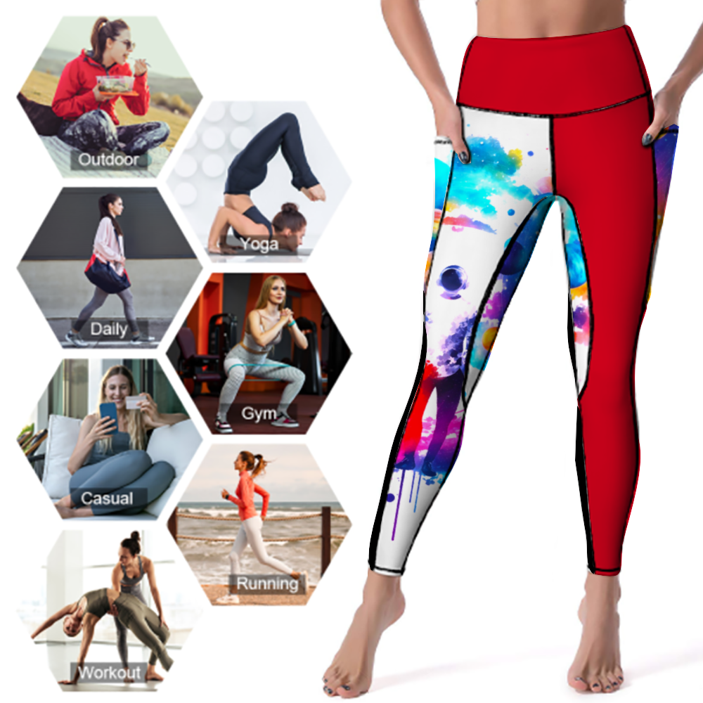 Kamali Brand© USA Custom "Spacewalker" Collection Women's All Over Printed High Waist Yoga Pants