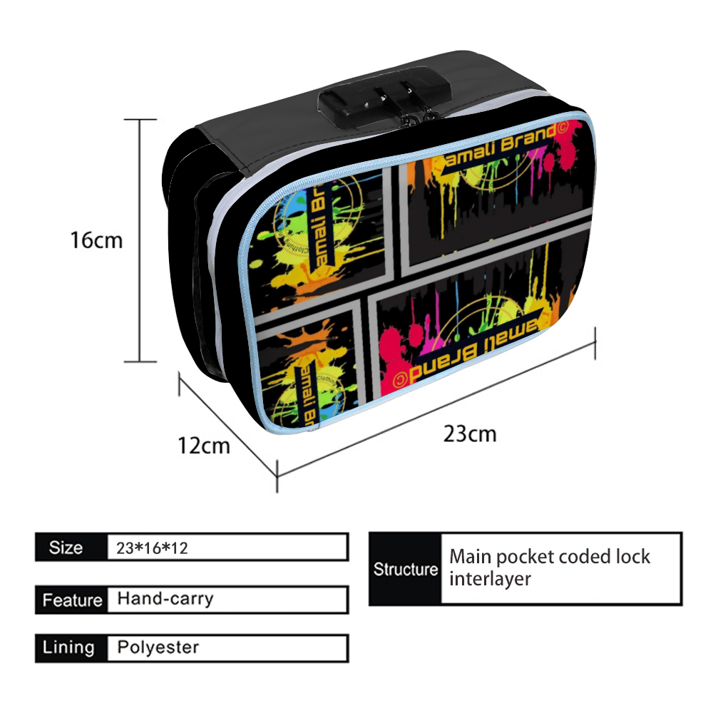 Kamali Brand© USA "All Painted" Custom logo Cigar Combination Lock Active Charcoal with Zipper Closure Bag