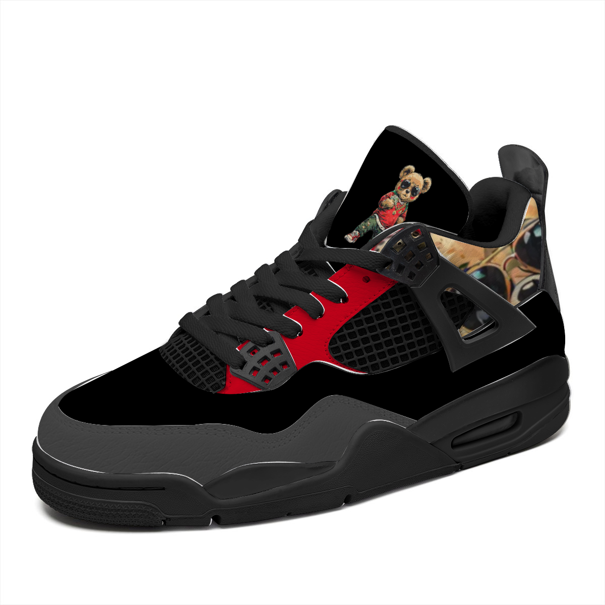 Kamali Brand© USA "Kool Teddy" Collection Air Tribute (Black) Custom Sneakers