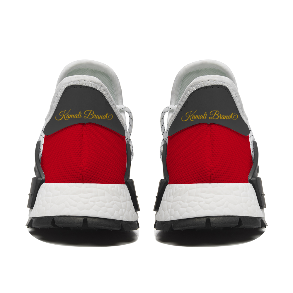 Kamali Brand© USA "Da Pharaoh" White/Red Unisex Mid Top Breathable Non-slip Sneakers