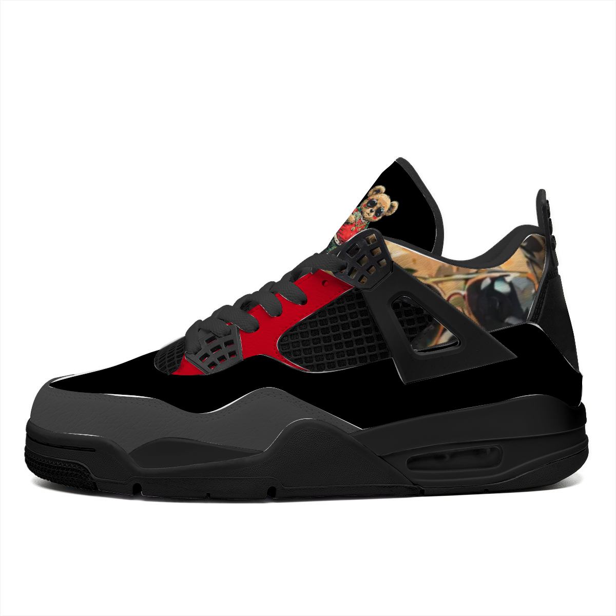 Kamali Brand© USA "Kool Teddy" Collection Air Tribute (Black) Custom Sneakers