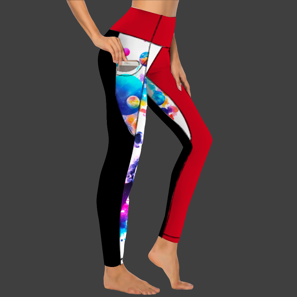 Kamali Brand© USA Custom "Spacewalker" Collection Women's All Over Printed High Waist Yoga Pants