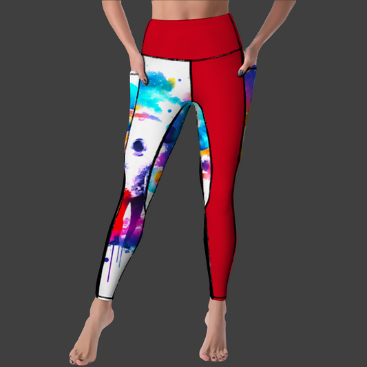 Kamali Brand© USA Custom "Spacewalker" Collection Women's All Over Printed High Waist Yoga Pants