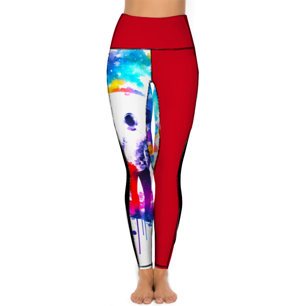 Kamali Brand© USA Custom "Spacewalker" Collection Women's All Over Printed High Waist Yoga Pants
