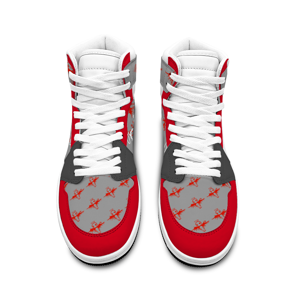 Kamali Brand© USA "Imperfect Angel Faith" Edition Custom Street Sneakers (Red/Grey/White)